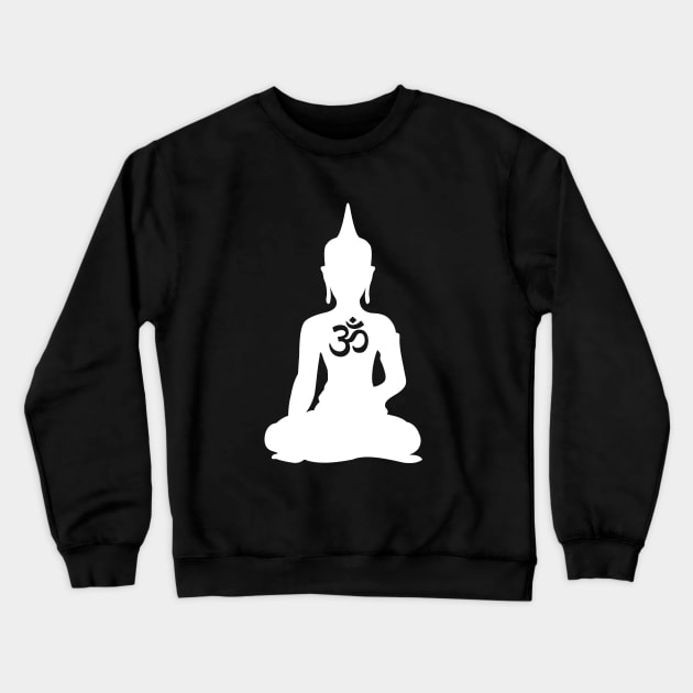 Om White Buddha Crewneck Sweatshirt by XOOXOO